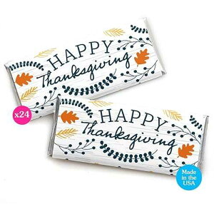 Big Dot of Happiness Happy Thanksgiving - Candy Bar Wrapper Fall Harvest Party Favors - Set of 24