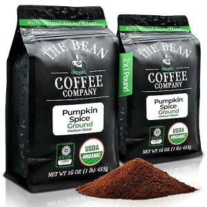 The Bean Organic Coffee Company Pumpkin Spice, Medium Roast, Ground Coffee, 16-Ounce Bags (Pack of 2),Cafe molido tostado organico The Bean Coffee Company The Bean Organic Coffee Company Pumpkin Spice, Medium Roast,