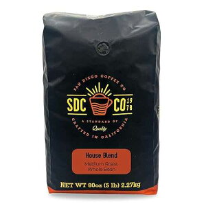 San Diego Coffee Organic House Blend, Medium Roast, Whole Bean Coffee, 5-Pound Bag Caf en grano tostado
