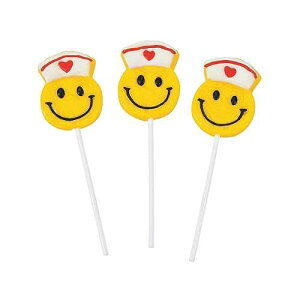 Fun Express Smile Face Nurse Suckers (set if 12 individually wrapped lollipops) Get Well and Nurse Week Candy