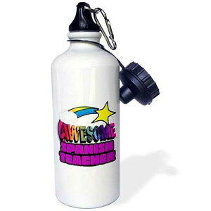 3dRose Shooting Star Rainbow Awesome Spanish Teacher-Sports Water Bottle, 21oz , Multicolored