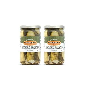 Pacific Pickle Works Mother s Puckers - Classic Home-Style Garlic Dill Pickles - Crisp, Crunchy Gourmet Pickle Halves - non-GMO, Kosher, Sugar-Free, Gluten-Free 24oz Jar (2-pack)