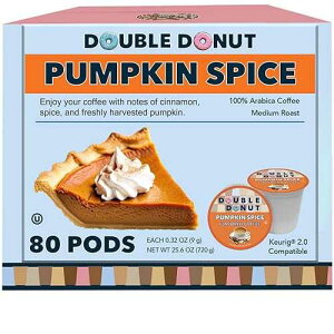 Double Donut Coffee Double Donut Pumpkin Spice Coffee Pods, Single Serve Coffee for Keurig K Cups Machines, Medium Roast Pumpkin Coffee Pods, 80 Count