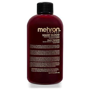 Mehron Makeup Squirt Blood / Realistic Fake Blood For Halloween / Stage Blood Makeup / Made in the USA / Washable / Special FX, Stage & Screen, Halloween, & Cosplay (9 oz) (DARK VENOUS)