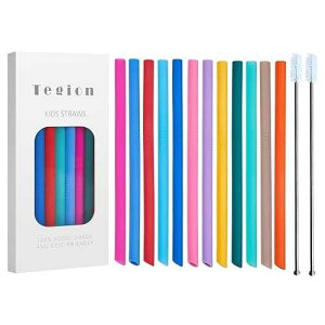 Tegion Mini Short Pinch Test Passed 5.5 Replacement Reusable Toddlers& Kids&Baby Silicone Small Straws for The First Years Take & Toss Spill Proof Straw Cup-Safe Fun for Baby Teething Chewing