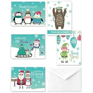 Paper Frenzy North Pole �R���N�V���� �E�B���^�[ �N���X�}�X �z���f�[ �T���L���[ �m�[�g �J�[�h�ƕ��� - 25 �p�b�N Paper Frenzy North Pole Collection Winter Christmas Holiday Thank You Note Cards and Envelopes - 25 pack