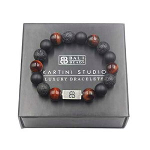 �����Y �u���X���b�g ���b�h�^�C�K�[�A�C �n��� �I�j�L�X �u���X���b�g Kartini Studio Men's Bracelet, Red Tiger's Eye, Lava Stone, and Onyx Bracelet