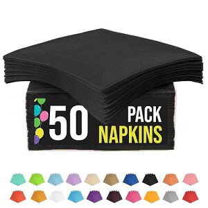 �▭�Ȉ����p�y�[�p�[�i�v�L��50���p�b�N 2�w�p�[�e�B�[�i�v�L���͑N�₩�ȐF�̋z�����ɗD��Ă��܂� - �u���b�N�i�v�L�� Party Solids Black Napkins Disposable Everyday 50 Pcs 2 Ply Black Cocktail Napkins Paper 