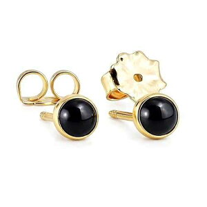 �u���b�N �I�j�L�X �W�F���X�g�[�� 3mm �X�^�b�h �s�A�X (14K �S�[���h�t�B���h �x�[�� �Z�b�g) Fashion Art Jewelry Tiny Gold Stud Piercing Earrings Bezel Set for Cartilage Tragus Helix Multiple Hypoallergenic Birthstone Jewel