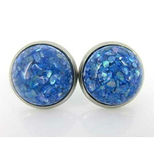 �X�e�����X�X�`�[�� �u���[ �t�F�C�N�V�F�� �X�^�b�h �s�A�X 12mm Summerfield Collection Stainless Steel Blue Faux Shell Stud Earrings 12mm
