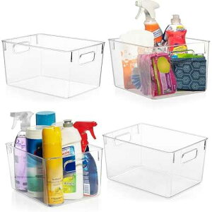 ClearSpace Clear Plastic Storage Bins - Pantry Organizers & Storage Containers, Cabinet Organizer - Home Organization Must Haves for Kitchen, Laundry Room, Office, Closet, Garage & Freezer