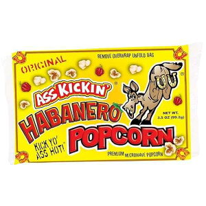 ASS KICKIN' Habanero Microwave Popcorn Bags - 6 Pack - Ultimate Spicy Popcorn Gourmet Gift - Makes a Great Movie Theater Popcorn or Snack Food for Movie Night