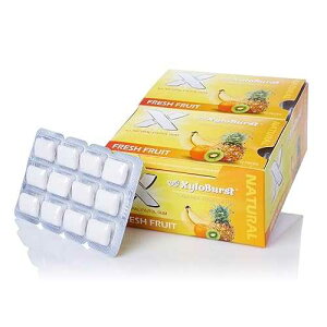 XyloBurst Gum Xylitol Chewing Gum Sugar Free, Gluten Free, Keto Friendly Aspartame Free Gum For Oral Health Fruit 12 Pieces, Pack of 12