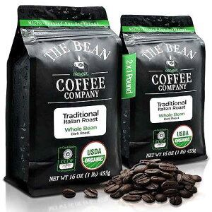 The Bean Coffee Company The Bean Organic Coffee Company Il Chicco (Traditional Italian Roast), Dark Roast, Whole Bean Coffee, 16-Ounce Bags (Pack of 2)