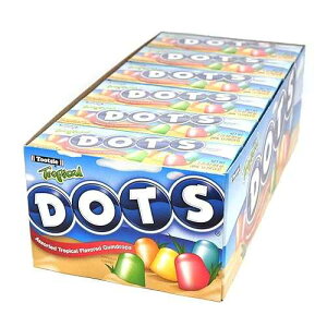 Tootsie Roll DOTS Individually Wrapped Candy - Tropical Gummy Candy Flavors Grapefruit, Melon, Paradise Punch, Mango and Island Nectar - Gluten Free, Kosher & Peanut Free Gumdrops - Bulk 24ct, 2.2oz Dots Boxes