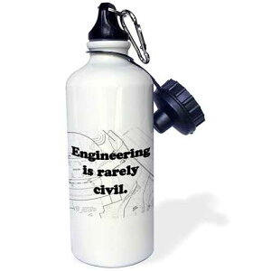 3dRose Engineering Is Rarely Civil Sports Water Bottle, 21 oz, White