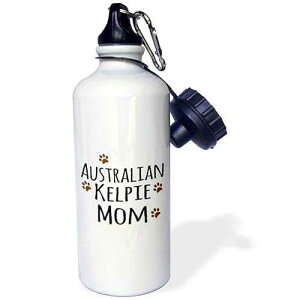 3dRose Australian Kelpie Dog Mom-Doggie by breed-muddy brown paw prints-doggy lover love pet owner Sports Water Bottle, 21 oz, White