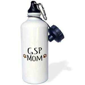 3dRose GSP Dog Mom-German Shorthaired Pointer-short-haired doggie by breed brown paw prints doggy mama Sports Water Bottle, 21 oz, White