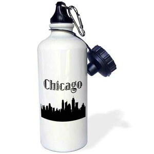 3dRose "Chicago City Skyline" Sports Water Bottle, 21 oz, White
