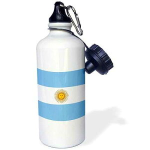 3dRose Argentinian Flag-Argentina patriotism-blue white yellow Sun of May Bandera Oficial de Ceremonia Sports Water Bottle, 21 oz, White