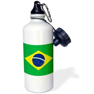 3dRose Flag of Brazil-Bandeira Do Brasil-Brazilian Green Yellow Rhombus with Dark Blue Circle 27 Stars Sports Water Bottle, 21 oz, White