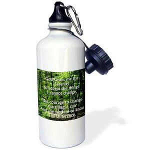 3dRose The Serenity Prayer with a wooded scene Sports Water Bottle, 21 oz, White