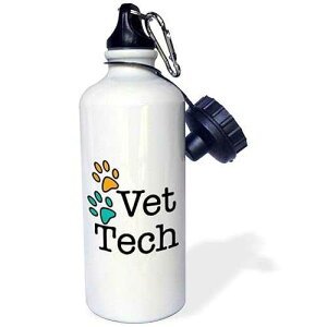 3dRose "Vet Tech, Orange and Turquoise" Sports Water Bottle, 21 oz, White