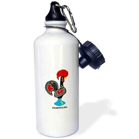 3dRose "The black Portuguese Rooster or galo de barcelos" Sports Water Bottle, 21 oz, White