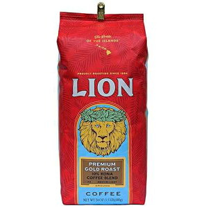 Lion Coffee Premium Gold Roast, 10% Kona Coffee Blend, Medium-Light Roast, A Taste of Aloha - Ground (24 Ounce Bag)