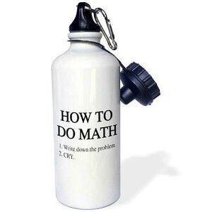 3dRose How To Do Math Sports Water Bottle, 21 oz, White