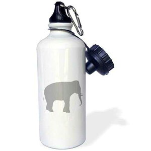 3dRose Grey Elephant Silhouette Gray Animal on White Modern Minimalist Style Sports Water Bottle, 21 oz, White