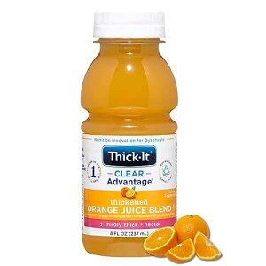 Thick-It Clear Advantage Mildy Thick Orange Juice, Nectar Consistency, Ready-to-Drink, Digestible Swallowing Aid, Hydration on the Go, Convenient & Ready-to-Use, 8 oz Bottle (24 Pack)