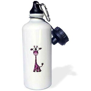 3dRose Cute and Funny Purple Giraffe Sports Water Bottle, 21 oz, Multicolored