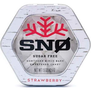 SNO Strawberry KETO Xylitol Candy Chips (1-Pack) - SN 1.5oz Tin - Sugar-Free Candy With Only 2 Ingredients Low Carbs, Diabetic-Friendly, Non-GMO, Vegan, GF & Kosher Purest candy in the world