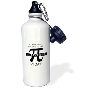 3dRose Pi Day Once in a Lifetime Sports Water Bottle, 21oz, Multicolored