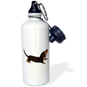 3dRose Funny Crouching Dachshund Puppy Dog Ready to Play-Sports Water Bottle, 21oz , 21 oz, Multicolor