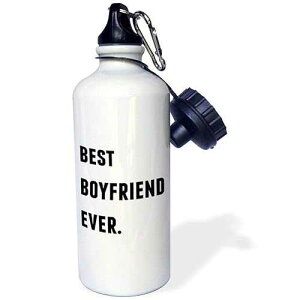 3dRose Best Boyfriend Ever, Black Letters On A White Background Sports Water Bottle, 21 oz, Multicolor