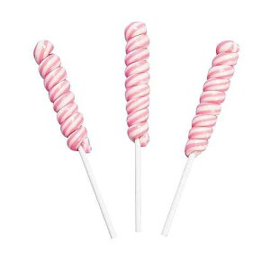 Fun Express Pink Mini Twisty Lollipops - Unicorn Horn Party Candy, Gender reveal, Girls Baby Shower Nostalgic Candy, Suckers, 24 Pieces, Individually Wrapped, Pink