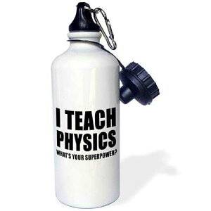 3dRose I Teach Physics Whats Your Superpower Black Sports Water Bottle, 21 oz, White