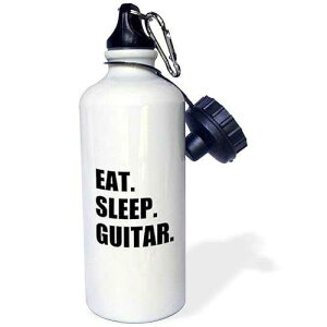 3dRose Eat Sleep Guitar Fun Text Gifts for Guitarist Musicians Music Player Sports Water Bottle, 21 oz, Multicolored