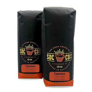 San Diego Coffee Espresso, Dark Roast, Whole Bean Coffee, 16-Ounce Bags (Pack of 2) Cafe en grano tostado