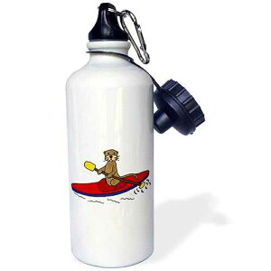 3dRose Funny Sea Otter Kayaking Sports Water Bottle, 21oz, Multicolored
