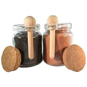 グルメ レッド ハワイ??アン アライア & ハワイアン ブラック ラバ シー ソルト ギフト セット (細かい粉末 各 10 オンス) 再利用可能なガラス製シェフ スパイス ジャー コルクとスプーン付き ~