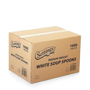 [1000 Count] Settings Plastic White Soup Spoons, Practical Disposable Cutlery, Great For Home, Office, School, Party, Picnics, Restaurant, Take-out Fast Food, Outdoor Events, Or Every Day Use, 1 Box