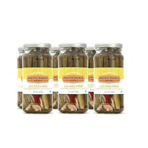 Pacific Pickle Works Jalabea os - Pickled Green Beans with Jalape o and Garlic - Spicy Dill Pickle Beans for Cocktails, Snacking - non-GMO, Kosher, Gluten-Free 16oz (6-pack)