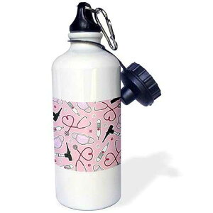 3dRose Cute Veterinarian or Veterinary Technician Love Pattern Pink Flip Straw Water Bottle, 21 oz, Multicolor