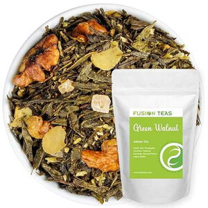 Fusion Teas Green Walnut Green Tea With Pineapple, Coconut, Almonds & Maple - Gourmet Loose Leaf Sencha Tea - 4 Oz. Pouch
