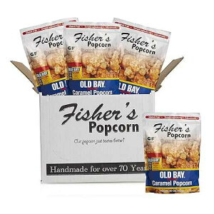 Fisher's Popcorn | Old Bay Seasoned Caramel Flavor | 10oz Bag | 4-Pack