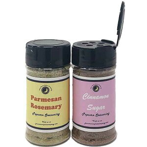 June Moon Spice Company Premium POPCORN SEASONING Variety 2 Pack Cinnamon Sugar Popcorn Seasoning Parmesan Rosemary Popcorn Seasoning 3.5 fl. oz. Calorie Free
