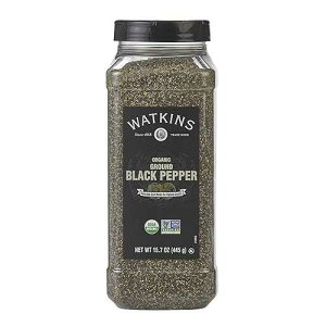Watkins Gourmet Spice, Organic Ground Black Pepper, Bulk Food Service Size, 15.7 oz (Pack of 1)